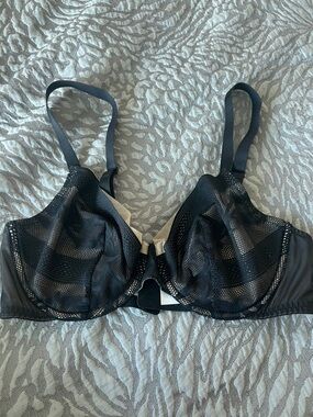 Wolford Black Mesh Underwire Bra with Sheer Striping